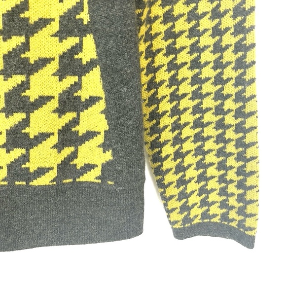 Nordstrom Yellow and Grey Houndstooth Cashmere Cardigan - Picture 5 of 9